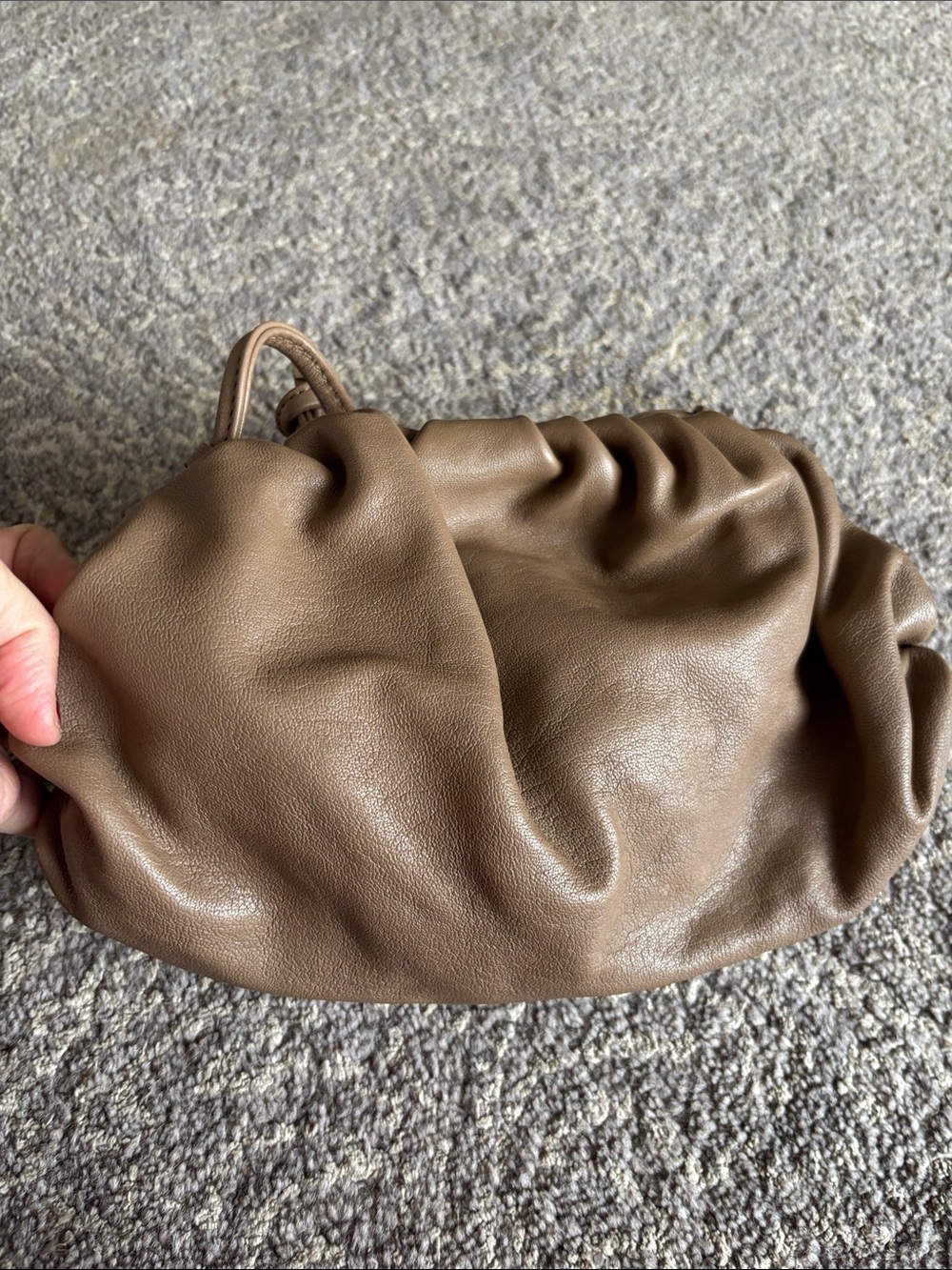 Women's Gathered Soft Leather Clutch - Taupe NWOT Italian Leather